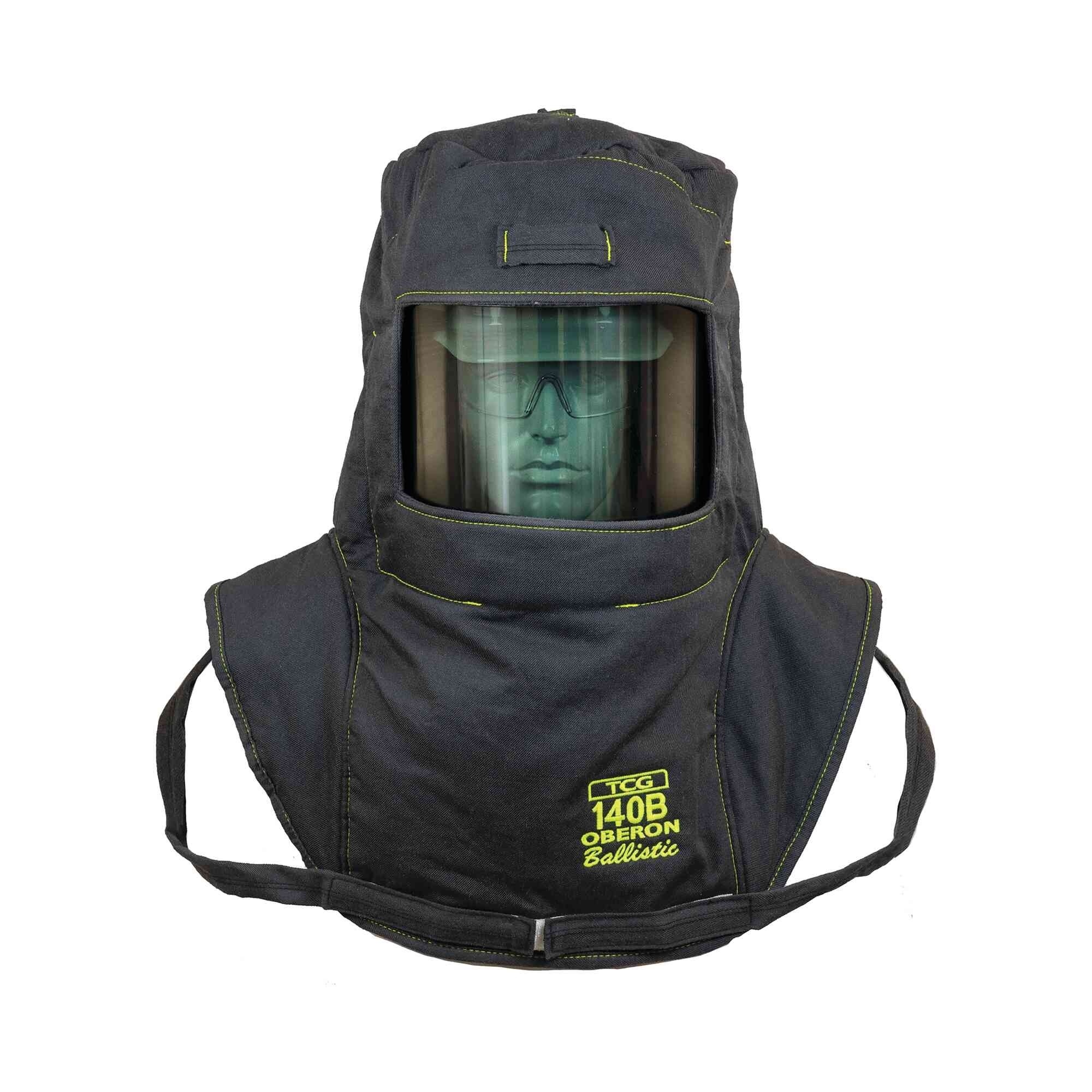 OBERON™ - Hood with Hard Cap - Arc Flash - 140 Cal TCG™ - Color: Black - Window: True Color Grey (TCG™) - Model # TCG140B-C